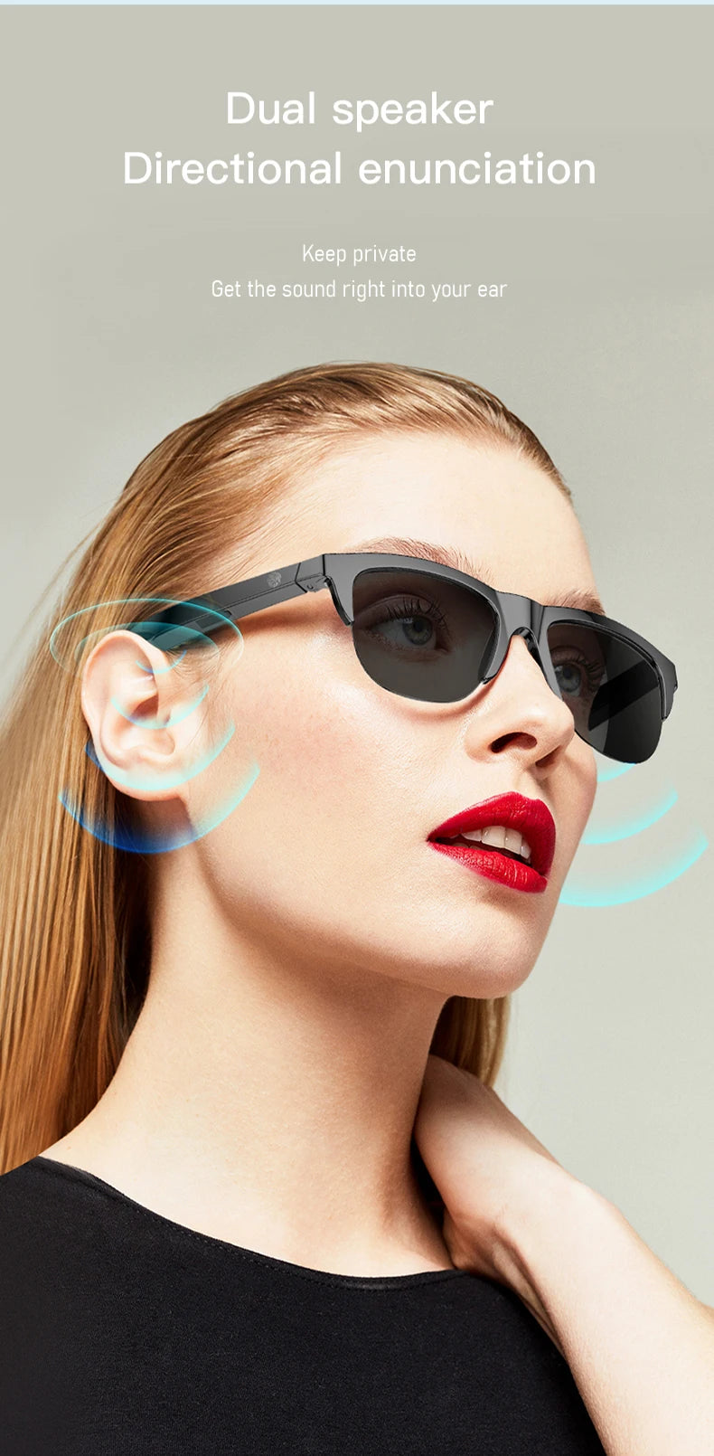 F06 Connected Bezel IP4 Waterproof Parasol Wireless Stereo Android Glasses With Bluetooth Headphones Sport Electric Scooter Men