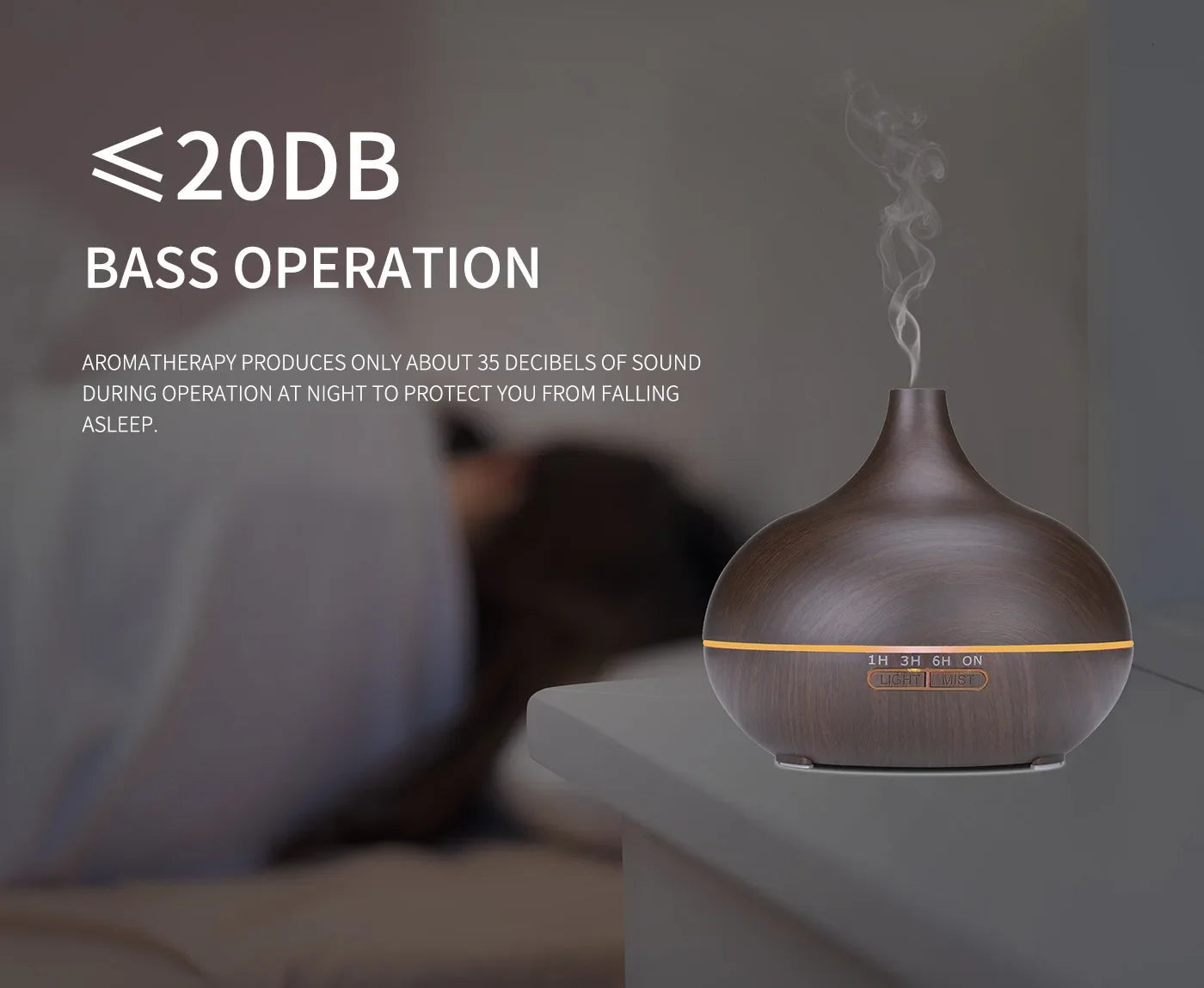 500ml Air Humidifier Aromatherapy Essential Oil Diffuser Wood Grain Ultrasonic Remote Control 7 Color Lights For Home Bedroom